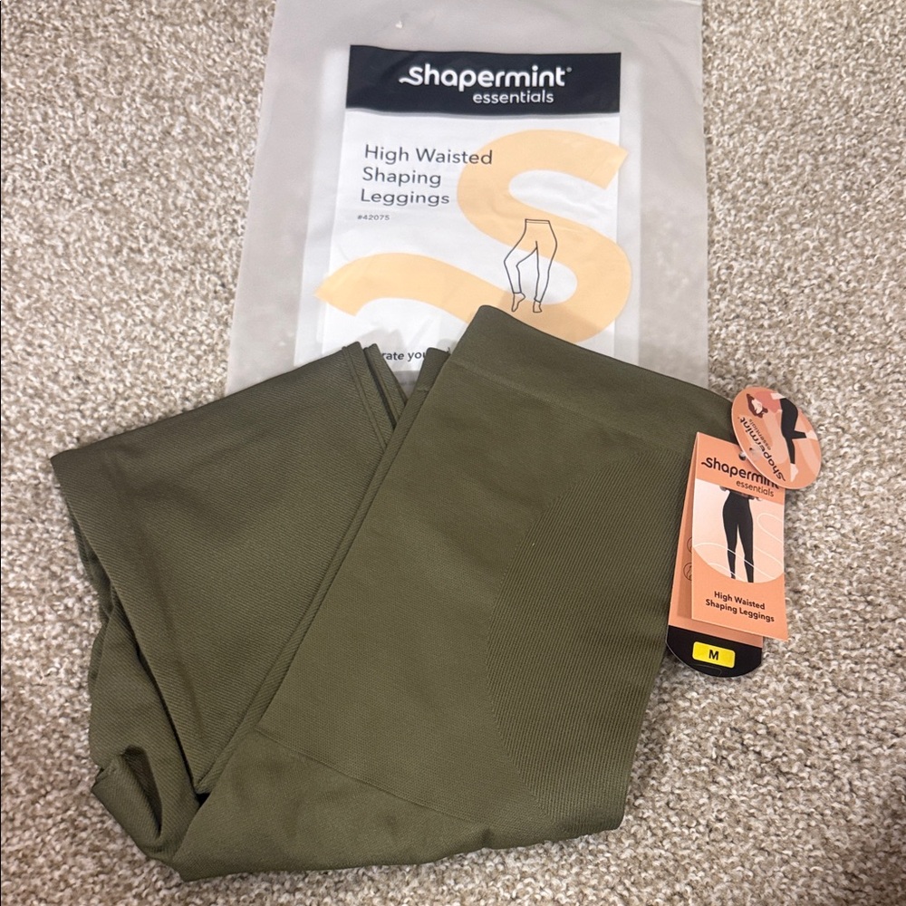 Shapermint Essentials High-Waisted Shaping Leggings - Olive Green NWT medium